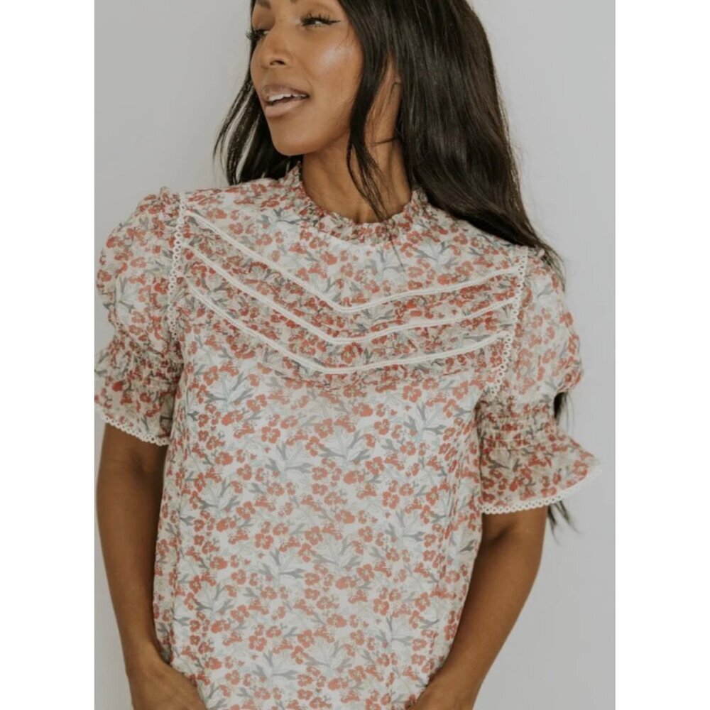 SALT by Roolee's CRESSIDA FLORAL RUFFLED BLOUSE XL